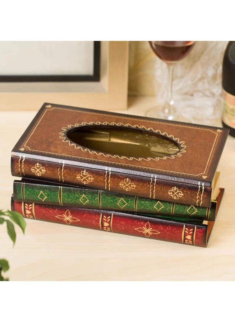 LINGWEI - Tissue Case Wooden Book Shape Tissue Box Wooden Rectangular Napkin Holder Simple and Stylish Tissue Case For Home Office - Image 1