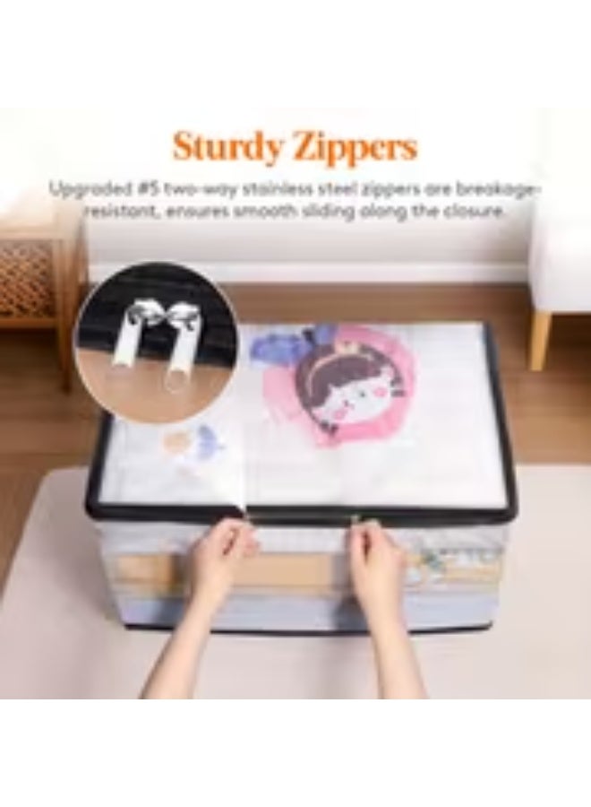 إيروريكس طقم 6 حقائب تخزين PVC سعة 60 لتر بسحاب إغلاق – منظم قابل للطي للملابس، البطانيات والألحفة مع مقابض متينة ونافذة شفافة، مثالي لتنظيم الخزانة، غرفة النوم وغرف الطلاب، متعدد الاستخدام للألعاب والملابس الموسمية وإكسسوارات التخزين - Image 4