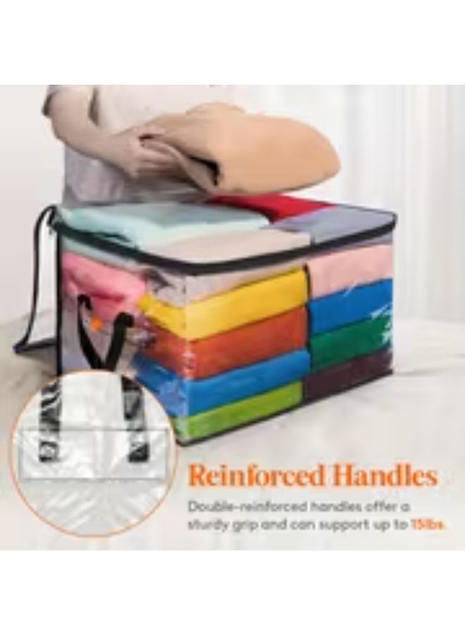 إيروريكس طقم 6 حقائب تخزين PVC سعة 60 لتر بسحاب إغلاق – منظم قابل للطي للملابس، البطانيات والألحفة مع مقابض متينة ونافذة شفافة، مثالي لتنظيم الخزانة، غرفة النوم وغرف الطلاب، متعدد الاستخدام للألعاب والملابس الموسمية وإكسسوارات التخزين - Image 2