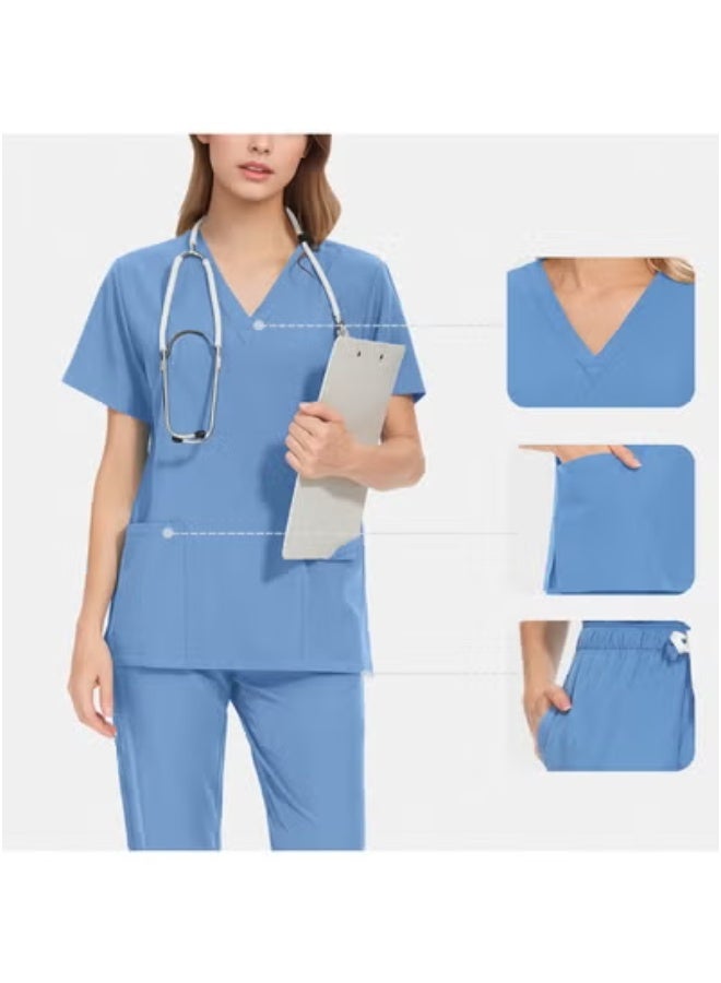 Generic Summer Doctor and Nurse Work Uniform Beauty Hospital Pet Dental Operating Room Washing Clothes Set (Green)  - Image 5