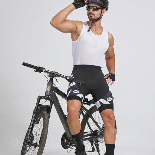 sponeed Mens Bike Shorts with Padding Bicycle Pants Workout Cyclists Underwear Padded Bikewear US L White Black - Image 4
