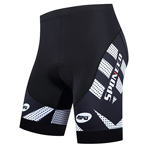 sponeed Mens Bike Shorts with Padding Bicycle Pants Workout Cyclists Underwear Padded Bikewear US L White Black - Image 1