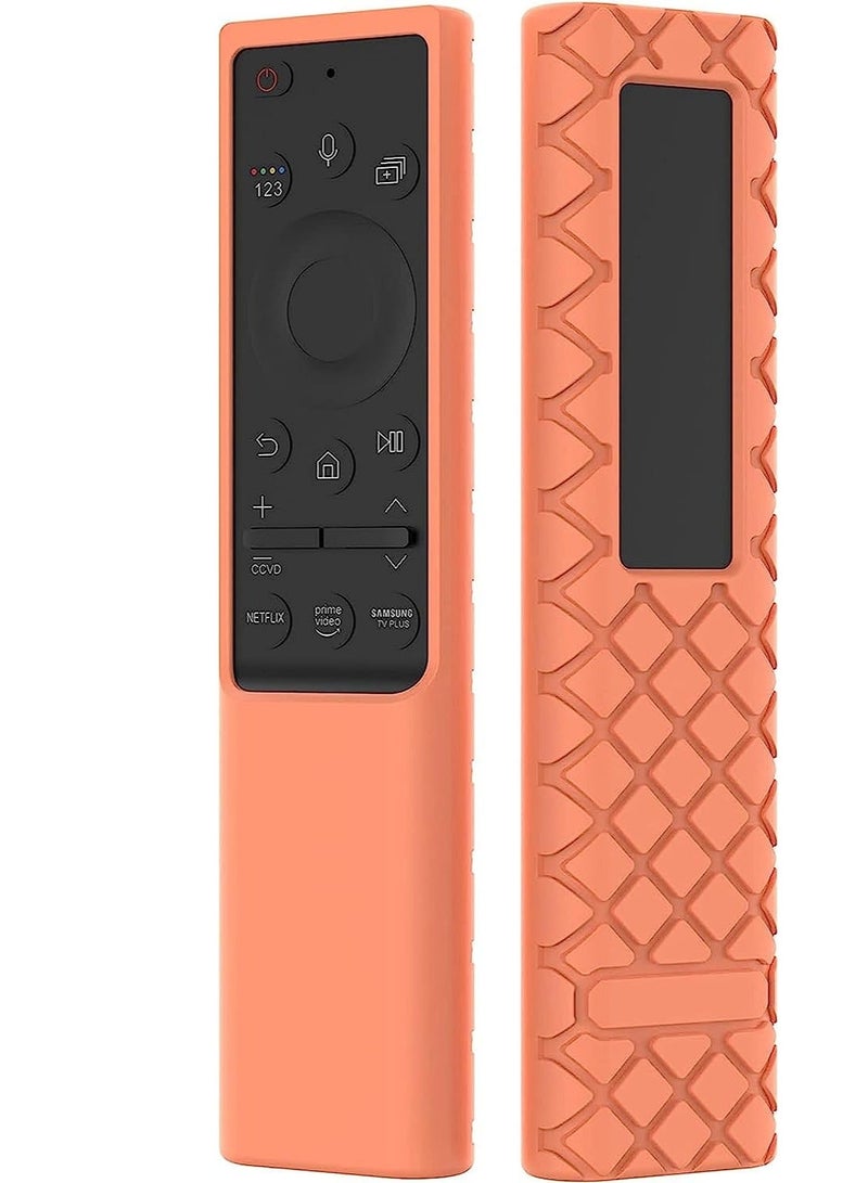 Y&D Silicone Remote Control Sleeve for Samsung BN59-01357A BN59-01363A 01311B Anti Slip Back Cover Solar Cell Protective Case QLED 4K 8K Smart TV Orange - Image 1