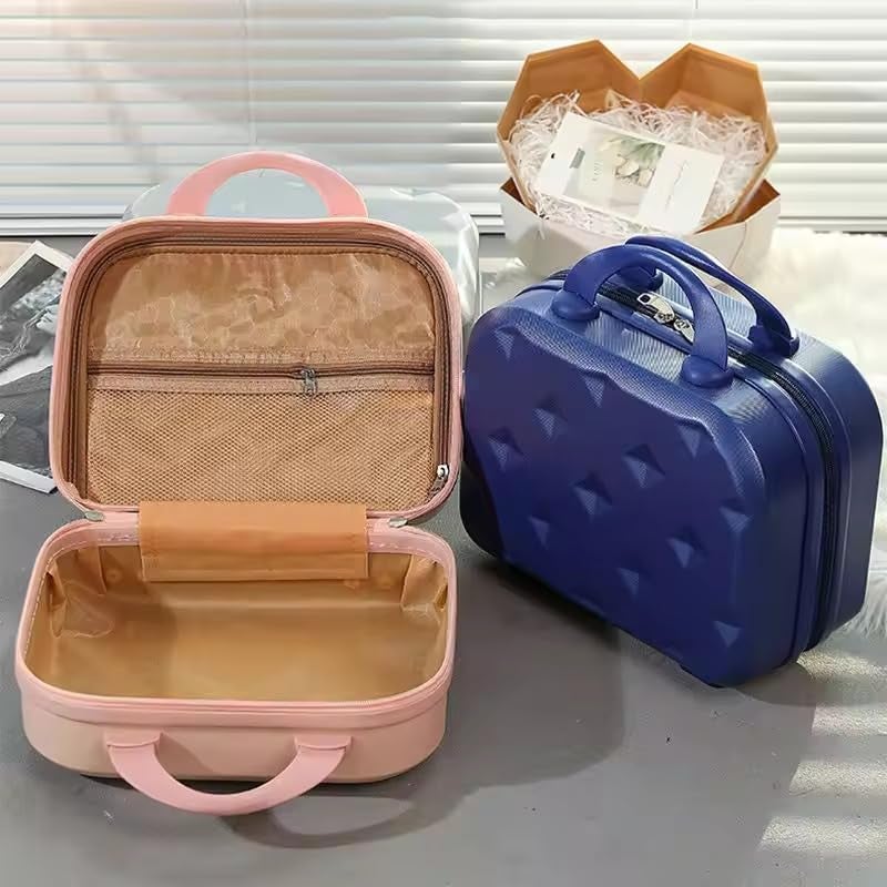 SUNBEET Portable Hard Shell Cosmetic Travel Case, Small Travel Hand Luggage with Elastic Band, Mini ABS Carrying Makeup Case Suitcase (R-Baby Blue) - Image 4