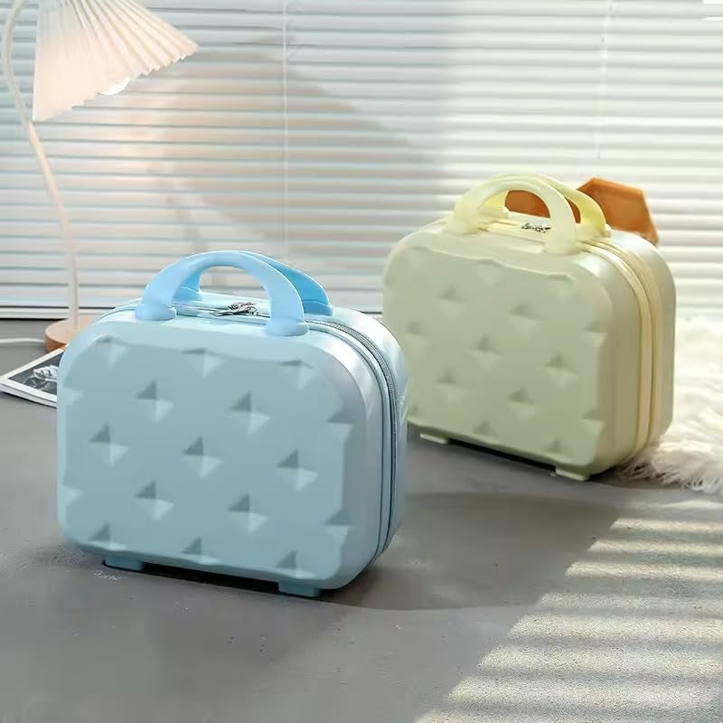SUNBEET Portable Hard Shell Cosmetic Travel Case, Small Travel Hand Luggage with Elastic Band, Mini ABS Carrying Makeup Case Suitcase (R-Baby Blue) - Image 1
