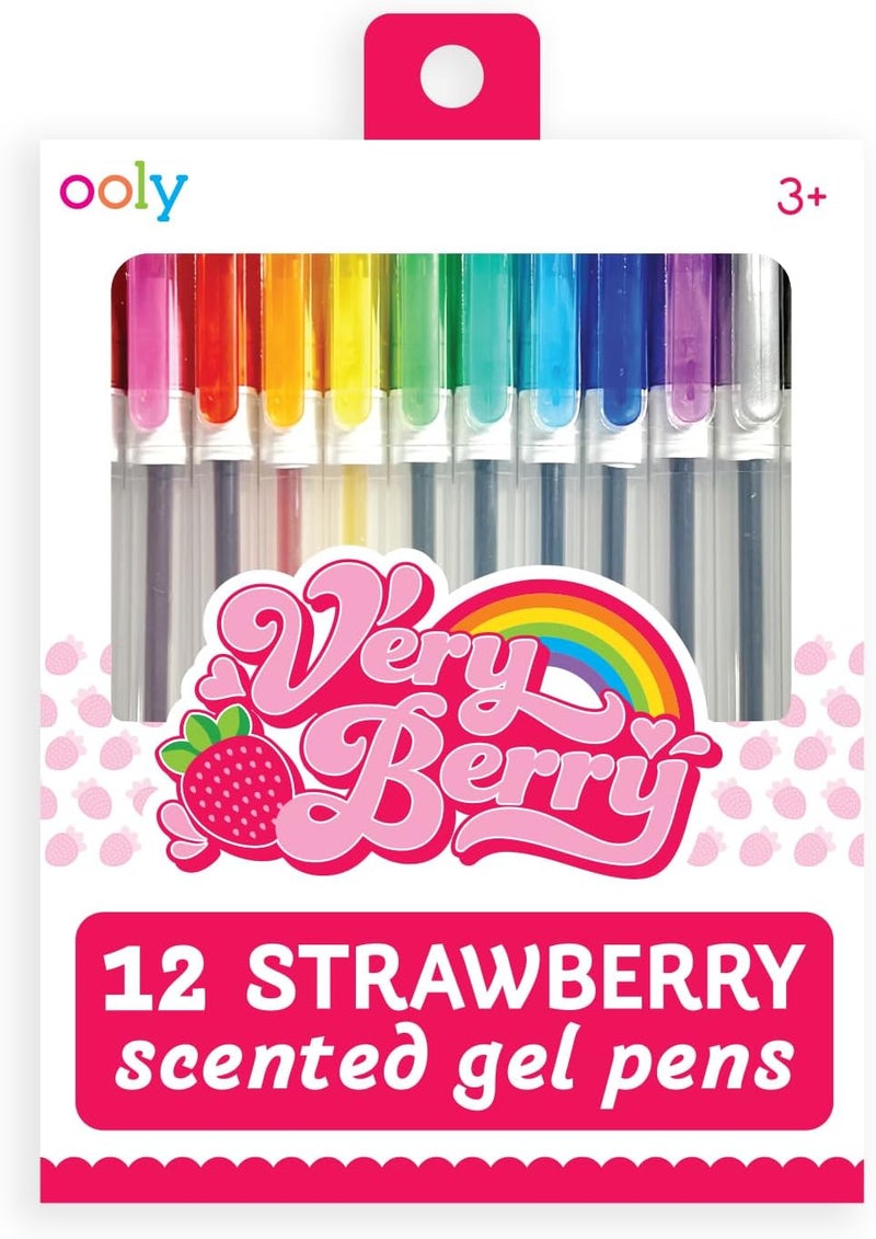 Ooly Scented Very Berry Gel Pens Set of 12-0.7mm NIB with Strawberry Scent, Pens for Kids and Adults, Art and Stationery Supplies - Image 1
