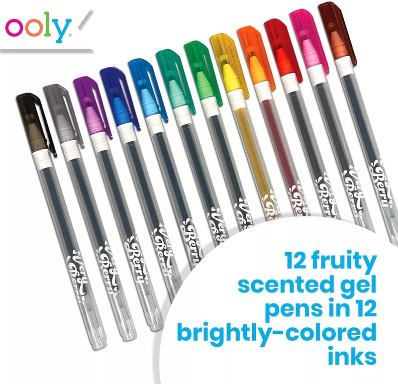 Ooly Scented Very Berry Gel Pens Set of 12-0.7mm NIB with Strawberry Scent, Pens for Kids and Adults, Art and Stationery Supplies - Image 2