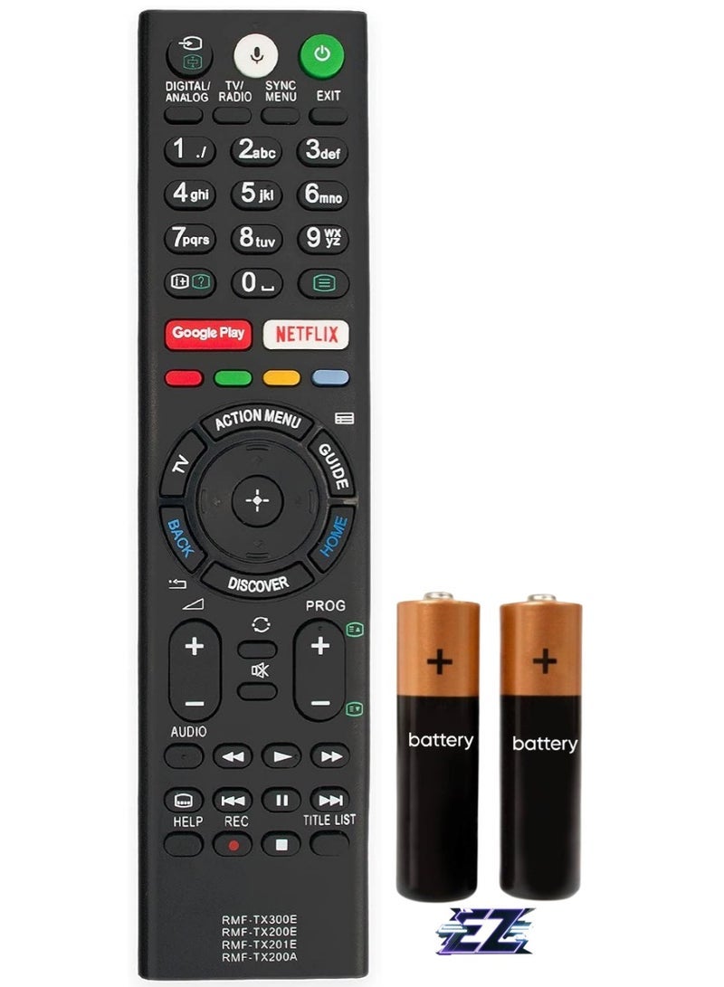 PopZa RMF-TX300E RMF-TX200E RMF-TX201E RMF-TX200A Voice Remote Control Compatible with Sony TV KD-49XE8005 KD-49XE8077 KD-49XE8096 KD-49XE8396 KD-55XE8096 KD-75XE8596 KD-55XE9005 KD-43XE8005 with battery - Image 1