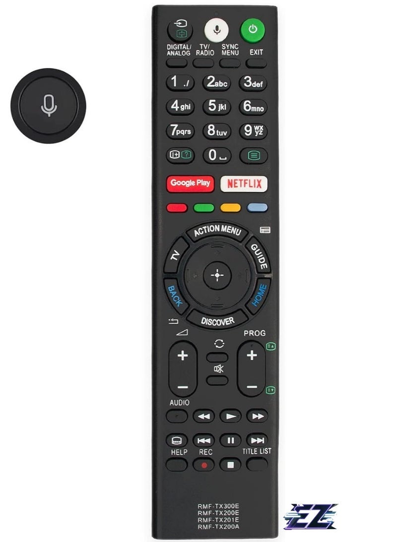 PopZa RMF-TX300E RMF-TX200E RMF-TX201E RMF-TX200A Voice Remote Control Compatible with Sony TV KD-49XE8005 KD-49XE8077 KD-49XE8096 KD-49XE8396 KD-55XE8096 KD-75XE8596 KD-55XE9005 KD-43XE8005 with battery - Image 2