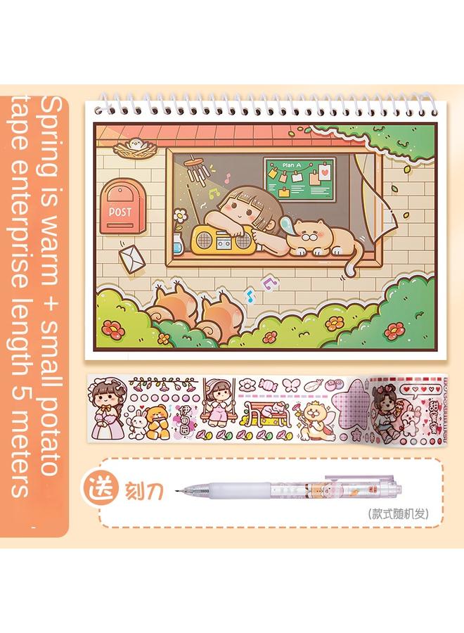 Bluejw Leaking This Double-sided Thickened Hand Account Release Paper Girl Cute Hand Account Book Suit Gift Bag Tape Sticker Full - Image 1