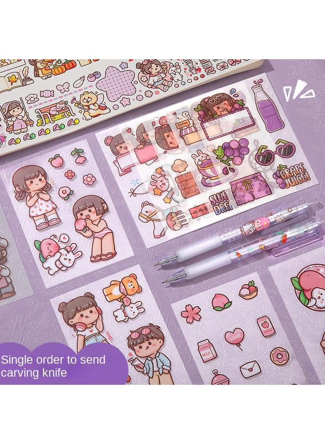 Bluejw Leaking This Double-sided Thickened Hand Account Release Paper Girl Cute Hand Account Book Suit Gift Bag Tape Sticker Full - Image 5