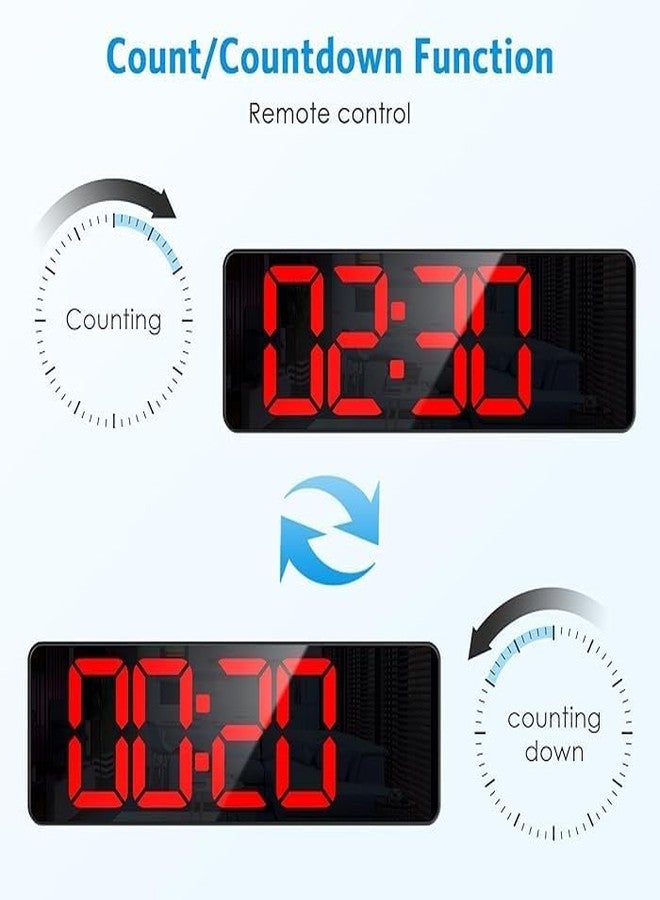 RtnSparsh Digital LED Wall Clock for Living Room Decor | Large Display with Date, Temperature, & Week | Desk Alarm Clock for Bedroom with Remote Control | for Office & Home (Red White) - Image 5
