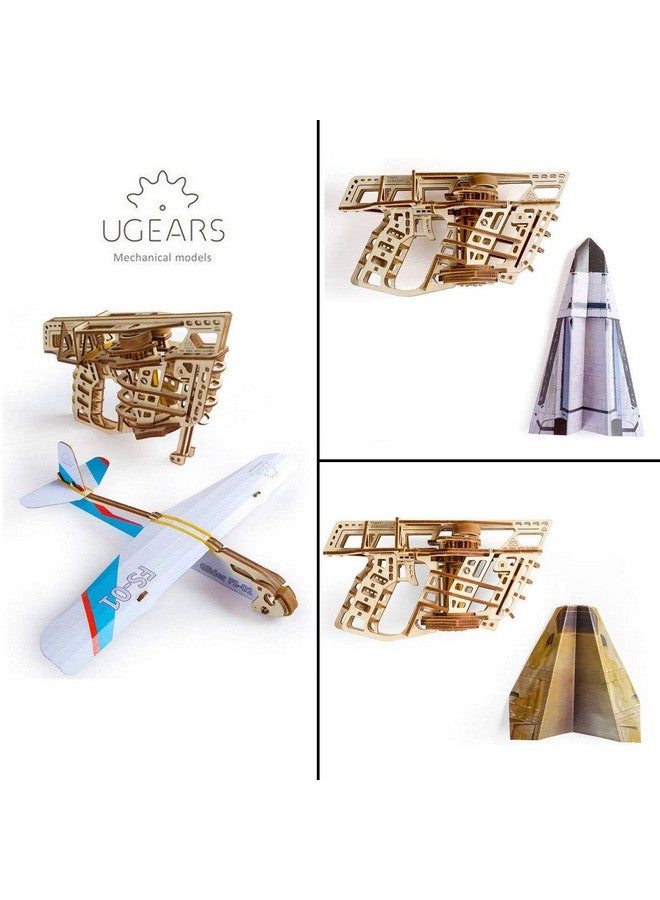 UGears Models to Build for Teens Flight Starter, Paper Airplane, Portable Hand Catapult, Mechanical Model Building Kit, Birthday Gift Craft Box, Building Toys for Kids, Creative Educational Puzzles - Image 5