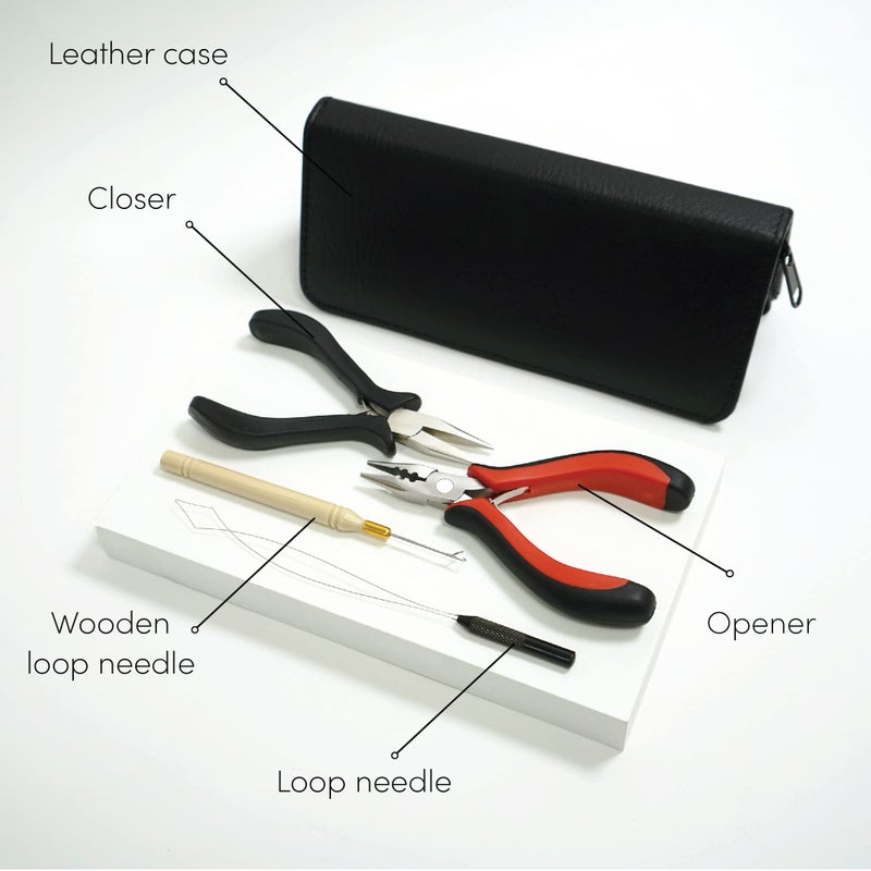 The Hair Shop Hair Extension All 5-in-1 Tool Zipper Kit for I-Tips, Beads, and Micro links | Professional Set w/Opener, Closer, Pulling Needle, Loop Needle for Hair Extensions - Image 3