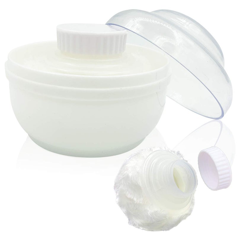 حاوية بودرة الجسم الكبيرة 35 مسحوق الجسم الفاخر بعد الاستحمام علبة العناية بالطفل وجه الجسم علبة بودرة الفيلس مع مقبض يدوي أبيض