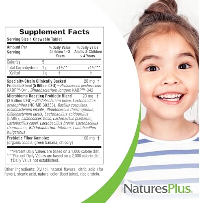 NaturesPlus GI Natural Probiotic Kids, Mixed Berry - 30 Chewables - Digestive & Immune Health Just for Kids - Gluten Free - 30 Servings - Image 4
