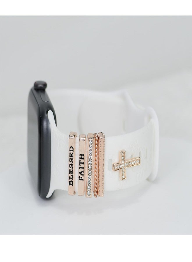 ESWEUOOM Women Watch Band Charms for Apple Watch 38mm 40mm 41mm 42mm 44mm 45mm 49mm , Men Rose Gold Metal Slide Decorative Rings Loops For iWatch series 8 7 6 5 4 3 2 se,For Samsung Galaxy watch 5/4 - Image 2
