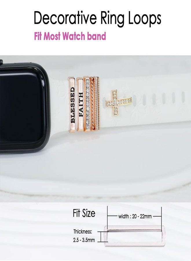ESWEUOOM Women Watch Band Charms for Apple Watch 38mm 40mm 41mm 42mm 44mm 45mm 49mm , Men Rose Gold Metal Slide Decorative Rings Loops For iWatch series 8 7 6 5 4 3 2 se,For Samsung Galaxy watch 5/4 - Image 4