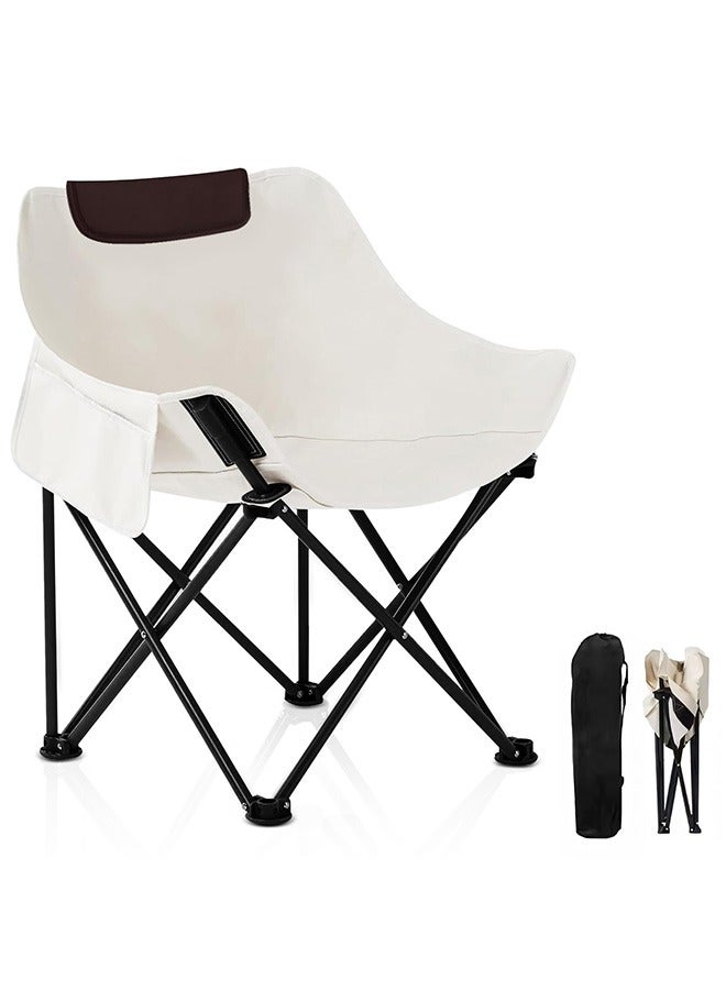 بشكل مختصر كراسي تخييم قابلة للطي شديدة التحمل مع جيوب جانبية، خفيفة الوزن وقابلة للحمل، تدعم ما يصل إلى 200 كجم لصيد الأسماك والتخييم والنزهات وحفلات الشواء والشاطئ والأنشطة الخارجية - Image 1