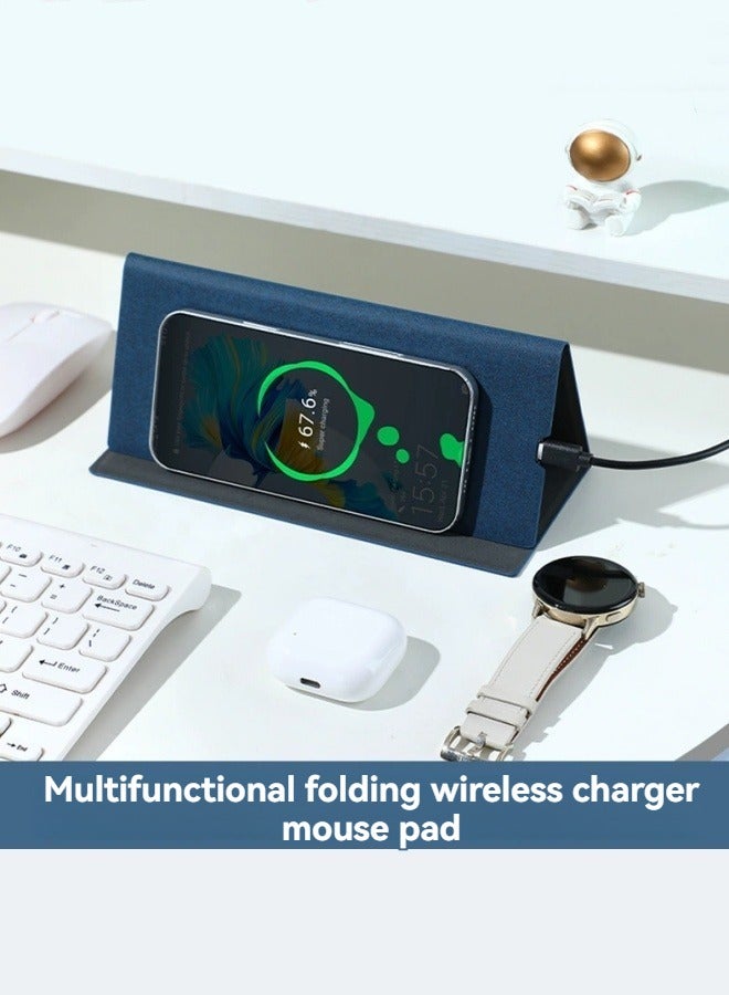 Wireless charging three-in-one bracket computer desk pad multi-function folding mouse pad