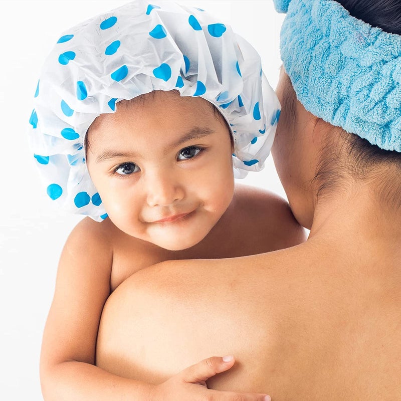 Retailio غطاء دش مقاوم للماء من ريتاليوا قابل لإعادة الاستخدام للشعر، قبعة زينة صالون سبا مزينة بأزهار متعددة الألوان (عبوة من 2) - Image 4