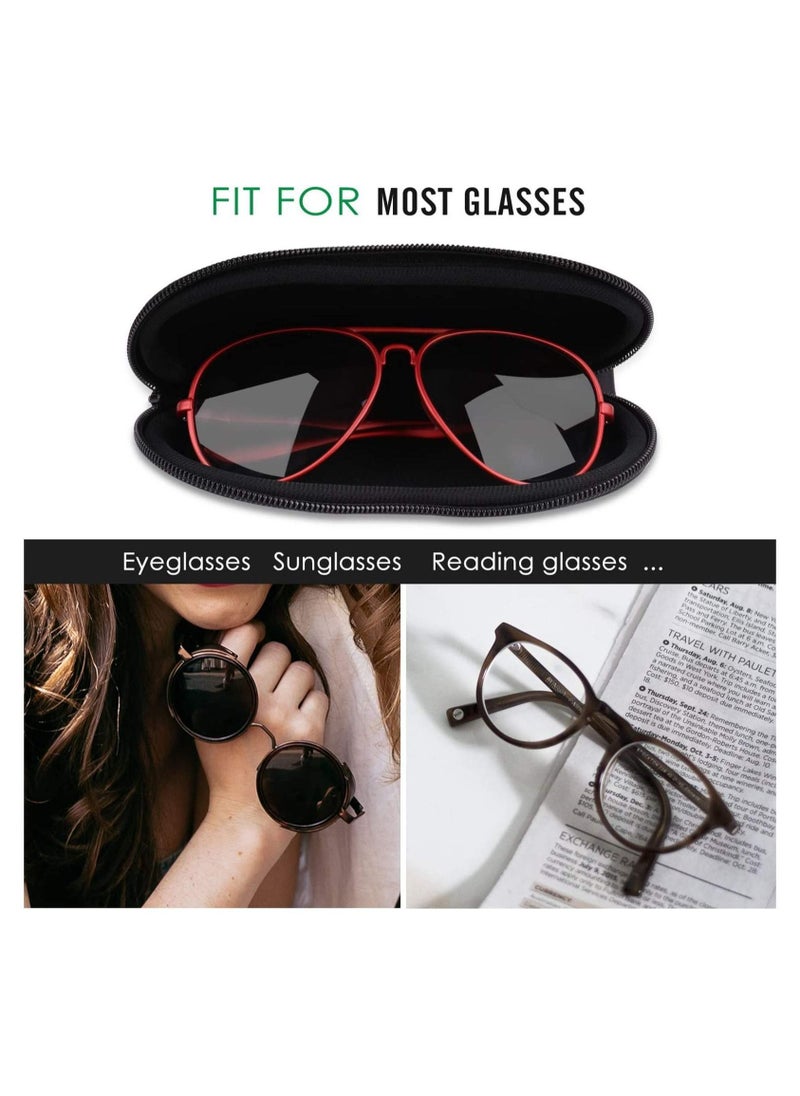 NIBEMINENT Eyeglass Case, Sunglasses Soft Fashion Zippered Pouch with Clip, Made of Premium Neoprene, Fits Most Size Glasses, the Design and a Sturdy Metal Carabiner, Black  - Image 3