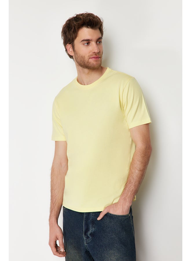 trendyol Light Yellow Slim/Tailored 100% Cotton Basic T-Shirt TMNSS19BO0001  - Image 1