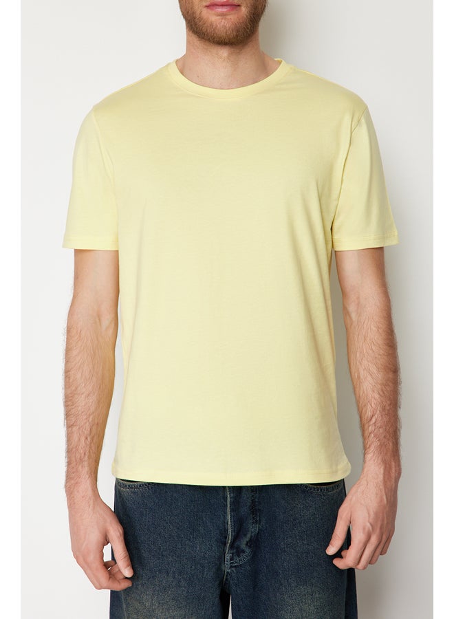 trendyol Light Yellow Slim/Tailored 100% Cotton Basic T-Shirt TMNSS19BO0001  - Image 4