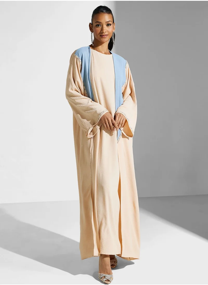hayas closet Embellished Flared Sleeve Abaya