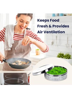 Sambhuya Sambhuya Stainless Steel Sprouts Maker Box With Hole For Air Ventilation Hole Puri Dabbas Flat Canisters Vegetable Food Storage Container Pack of 02  - Image 4