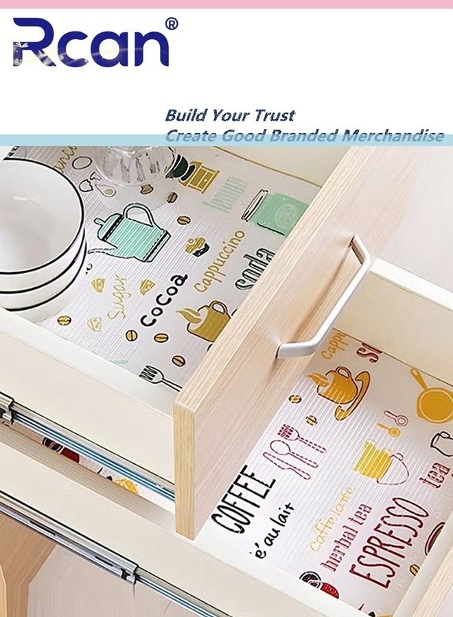 Rcan 2 Rolls Non Adhesive Printing Cabinet Mat Washable Non Slip Kitchen Mats For Placemat And Cupboard Cabinet Shelf Liners - Image 1