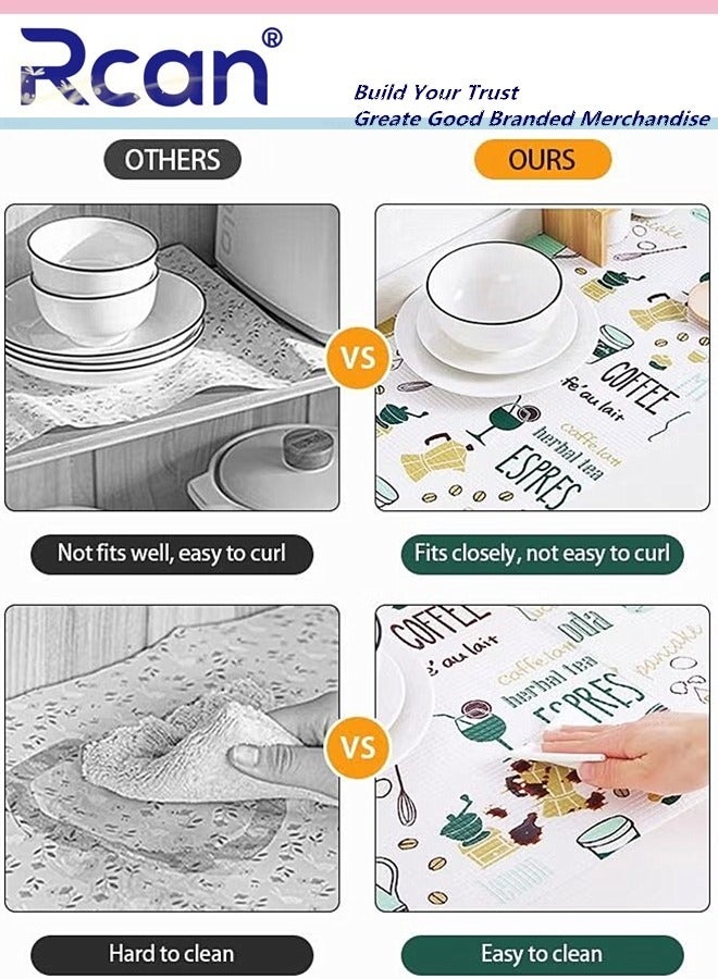 Rcan 2 Rolls Non Adhesive Printing Cabinet Mat Washable Non Slip Kitchen Mats For Placemat And Cupboard Cabinet Shelf Liners - Image 3