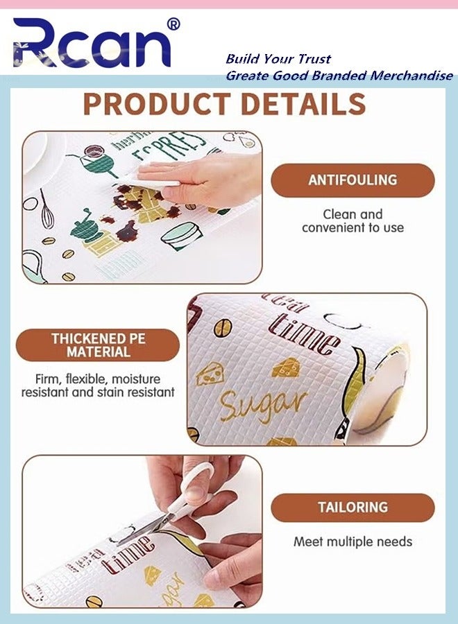 Rcan 2 Rolls Non Adhesive Printing Cabinet Mat Washable Non Slip Kitchen Mats For Placemat And Cupboard Cabinet Shelf Liners - Image 5