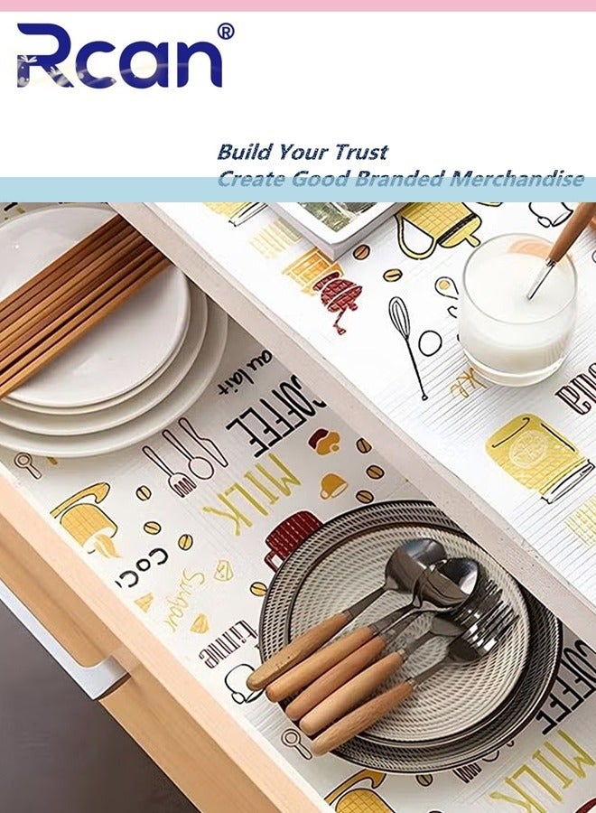 Rcan 2 Rolls Non Adhesive Printing Cabinet Mat Washable Non Slip Kitchen Mats For Placemat And Cupboard Cabinet Shelf Liners - Image 2