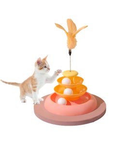 Kidle Teasing Cat Toys Cat Turntable Cat Carousel Feather Teasing Cat Stick Cat Play Tray Teasing Cat Balls Toys Exercise Hunting Toy Games Interactive Cat Toy for Indoor Cats Pet Cat Supplies  - Image 1