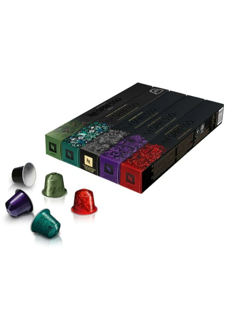 Nespresso Discovery set of Best Seller 50 Capsules Assortment 10 Capsules of Each Napoli Arpeggio India Ristretto Stockholm Fortissio Lungo - Image 1