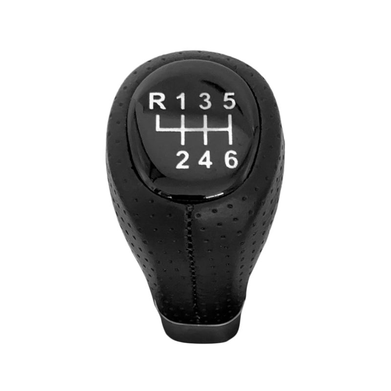 Gear Stick Shift Knob: 6 Speed Black Leather - Ergonomic Design For Quicker Smoother Shifting, Premium Durable Material for Car Interior Replacement - Image 1