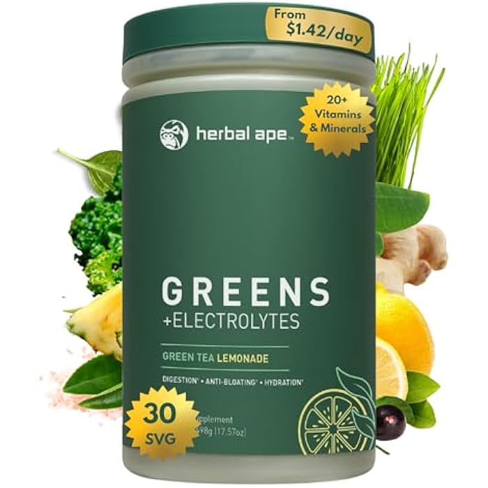 Nutrition Daily Super Greens & Electrolytes Powder – Gut Health, Hydration, Energy & Bloating Relief – Spirulina, Chlorella, Pre & Probiotics, Digestive Enzymes, Fiber – Sugar Free, 30 SVG - Image 1