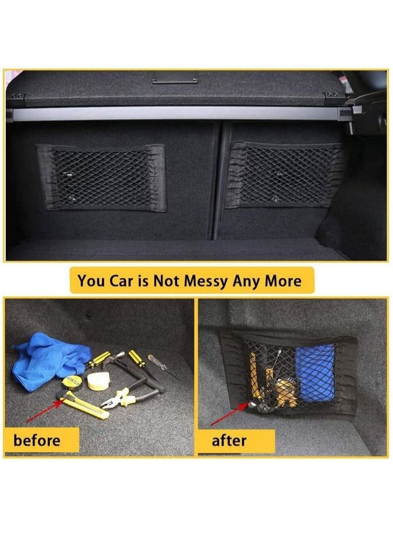 Rubik Car Trunk Organizer Net Pocket, 2 Pack Mesh Cargo Net Storage Organizer Small Elastic Pouch Bag for Nissan Patrol Armada Pathfinder Kicks Juke Murano Rogue Xterra (25x40cm)  - Image 4