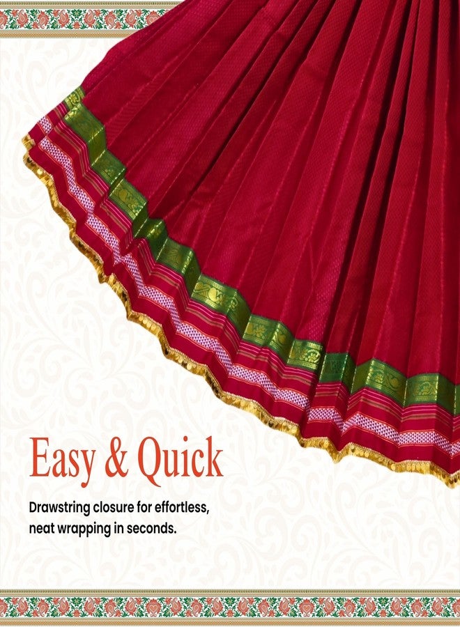 PUNYATVA Gudhi Vastra لمهرجان Gudhi Padwa (مصمم، أحمر) | غطاء ساري تقليدي من ماهاراشترا جودي لغودي بادفا | ديكورات Ugadi & GudhiPadawa الجاهزة لديكور Pooja - Image 5
