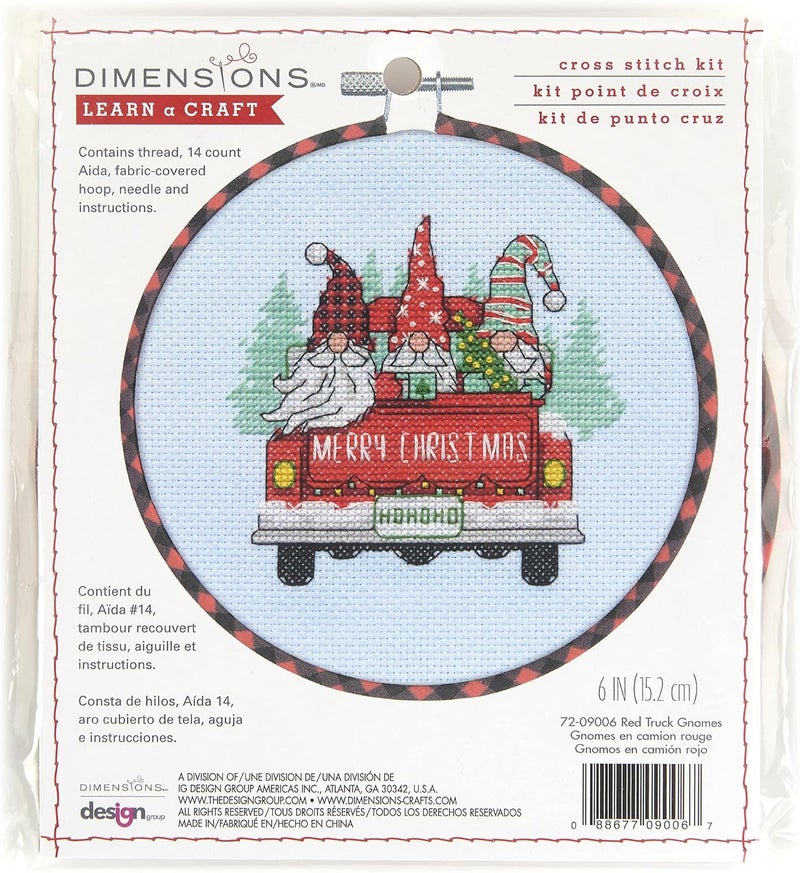 Dimensions Truck Gnomes Counted Cross Stitch Kit, 6" D, Blue,Red 6 - Image 1