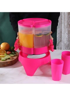 Juice dispenser, 3 eyes, 4.5 liters, rotating. You can put it and use it inside and outside the refrigerator, 360 degrees, and it is easy to use.