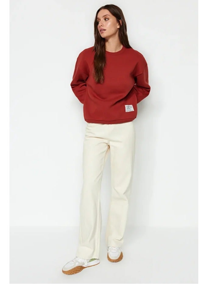 trendyol Tile Label Detailed Regular Crew Neck Knitted Sweatshirt - Image 4