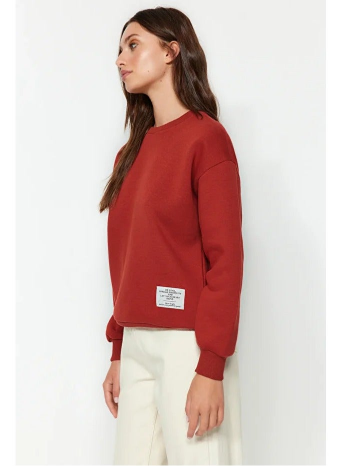 trendyol Tile Label Detailed Regular Crew Neck Knitted Sweatshirt - Image 2