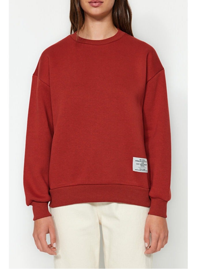 trendyol Tile Label Detailed Regular Crew Neck Knitted Sweatshirt - Image 3
