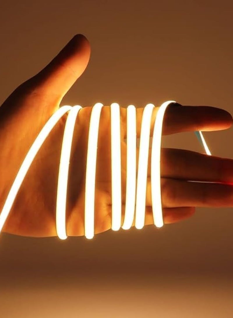 شريط إضاءة LED رفيع للغاية عالي الجودة مرن قابل للقص فائق السطوع مقاوم للماء والغبار 5 ملم 12 فولت شريط اضاءة LED لديكور المنزل والمطبخ والغرف أبيض دافئ 5 متر - Image 1