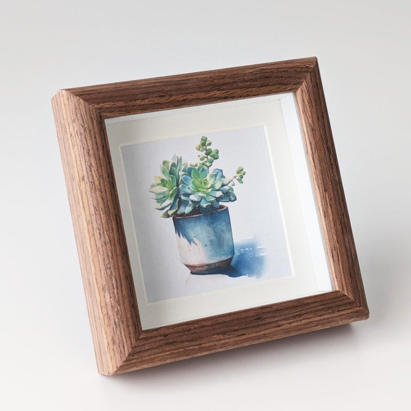 PLUSCHEN 4X4 Wooden Picture Frame with 3x3 Mat, 4x4 Sqaure Picture Frame with Glass For Desktop Display - Image 1