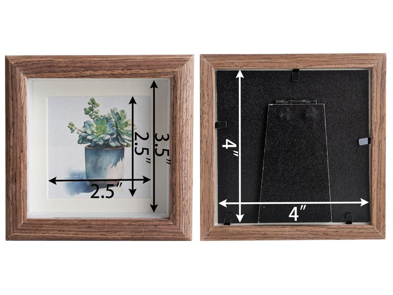 PLUSCHEN 4X4 Wooden Picture Frame with 3x3 Mat, 4x4 Sqaure Picture Frame with Glass For Desktop Display - Image 4