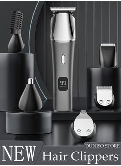 DUNISO Smart Hair Clippers Electric with Digital Display 6 Replacement Headers Turbo Motor Hair Cutting Kit Pro Mens Clippers, Cordless Rechargeable Hair Trimmer Set Professional Barbers Grooming Kit  - Image 1