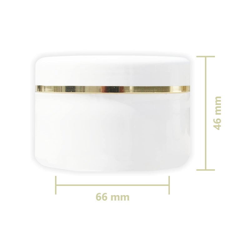 Myoc MYOC White Plastic Jar Storage Container with Dome Shape Golden Rim Portable Refillable Reusable Cosmetic Empty Screw Cap Jar for Preparations of Face Cream Lip Balm Lotion Gel 100gm Pack of 6  - Image 3